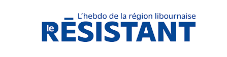 Logo avec le texte 'L'hebdo de la région libournaise, le Résistant' en bleu et blanc.