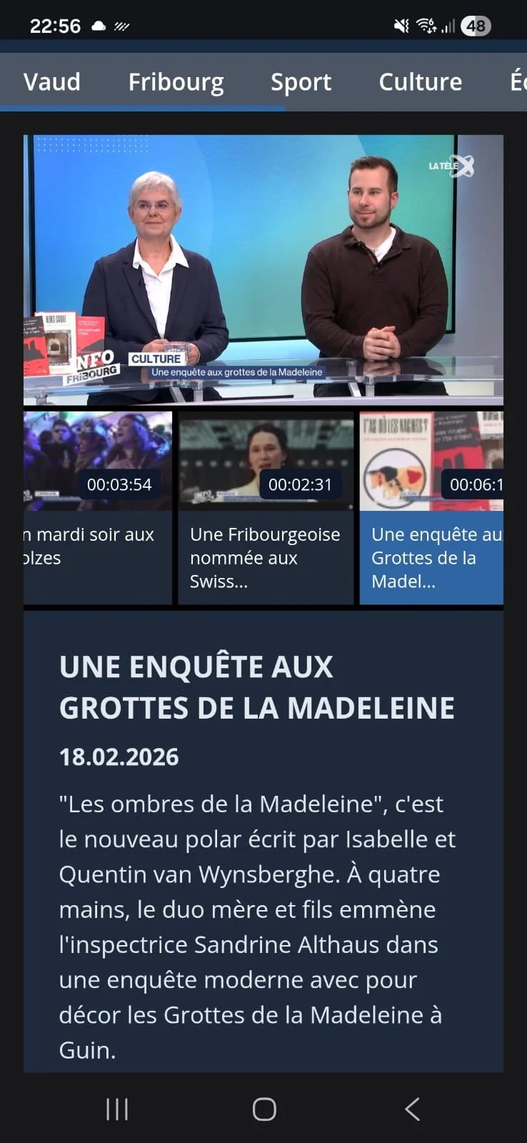 🎥 Hors cadre – Les Ombres de la Madeleine présenté dans Infos Fribourg (La Télé)