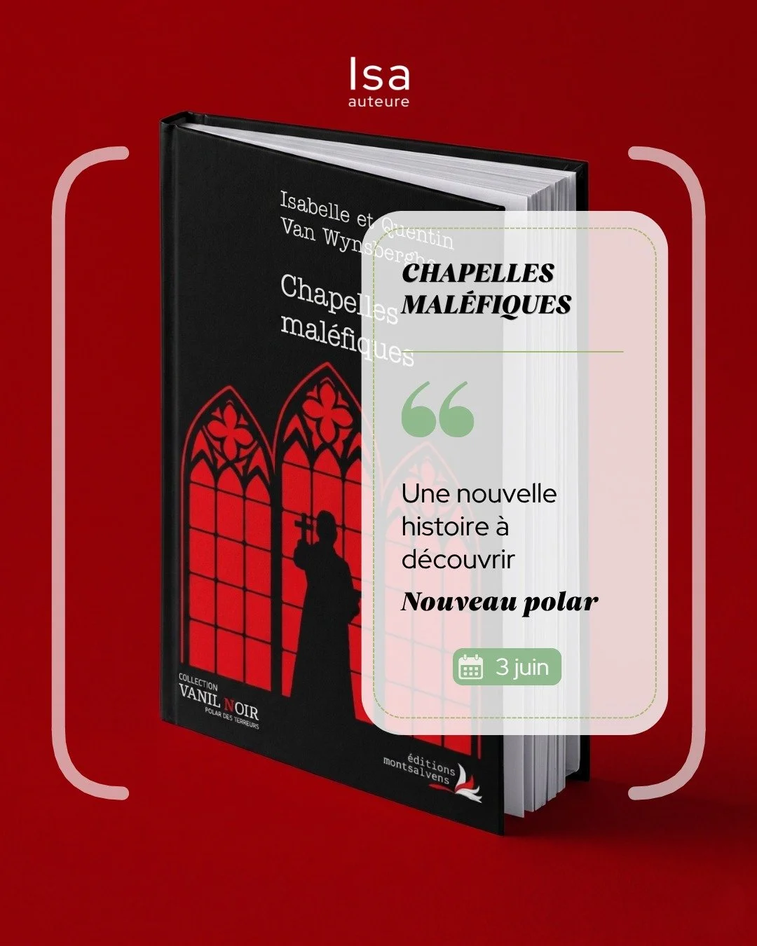 Un nouveau polar rejoint la collection Vanil noir aux &Eacute;ditions Montsalvens. 📖✨

Entre traditions et t&eacute;n&egrave;bres, Chapelles mal&eacute;fiques d&eacute;voile une intrigue o&ugrave; chaque d&eacute;tail d&eacute;range, et o&ugrave; le