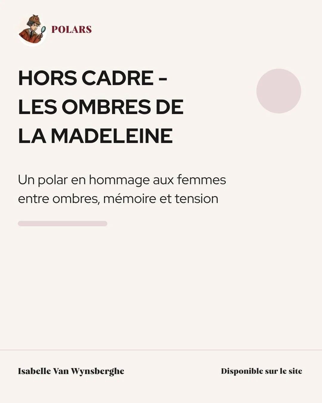 🌒 Et si un polar rendait aussi hommage aux femmes ?

Avec Hors cadre &ndash; Les Ombres de la Madeleine, je vous emm&egrave;ne dans un lieu mythique et &eacute;trange du canton de Fribourg, autour d&rsquo;une exposition immersive en hommage aux femm