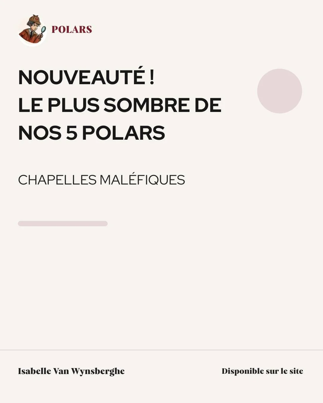 🕯️ NOUVEAUT&Eacute; &mdash; le plus sombre de nos 5 polars r&eacute;gionaux arrive.

Le 3 juin, para&icirc;tra Chapelles mal&eacute;fiques aux &Eacute;ditions Montsalvens.

En Gruy&egrave;re, dans la vall&eacute;e de la Jogne et &agrave; Charmey, d&