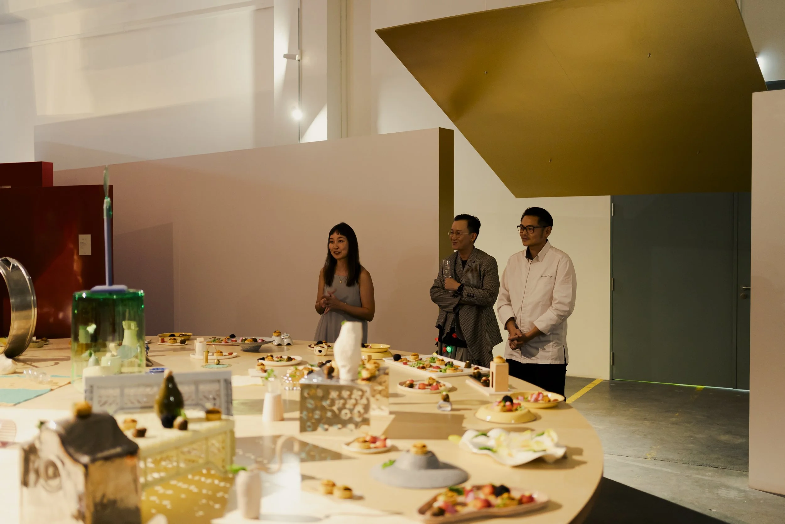 Genevieve Leong, Ashley Chiam and James Tay speaking to guests. Image courtesy of Supper House.