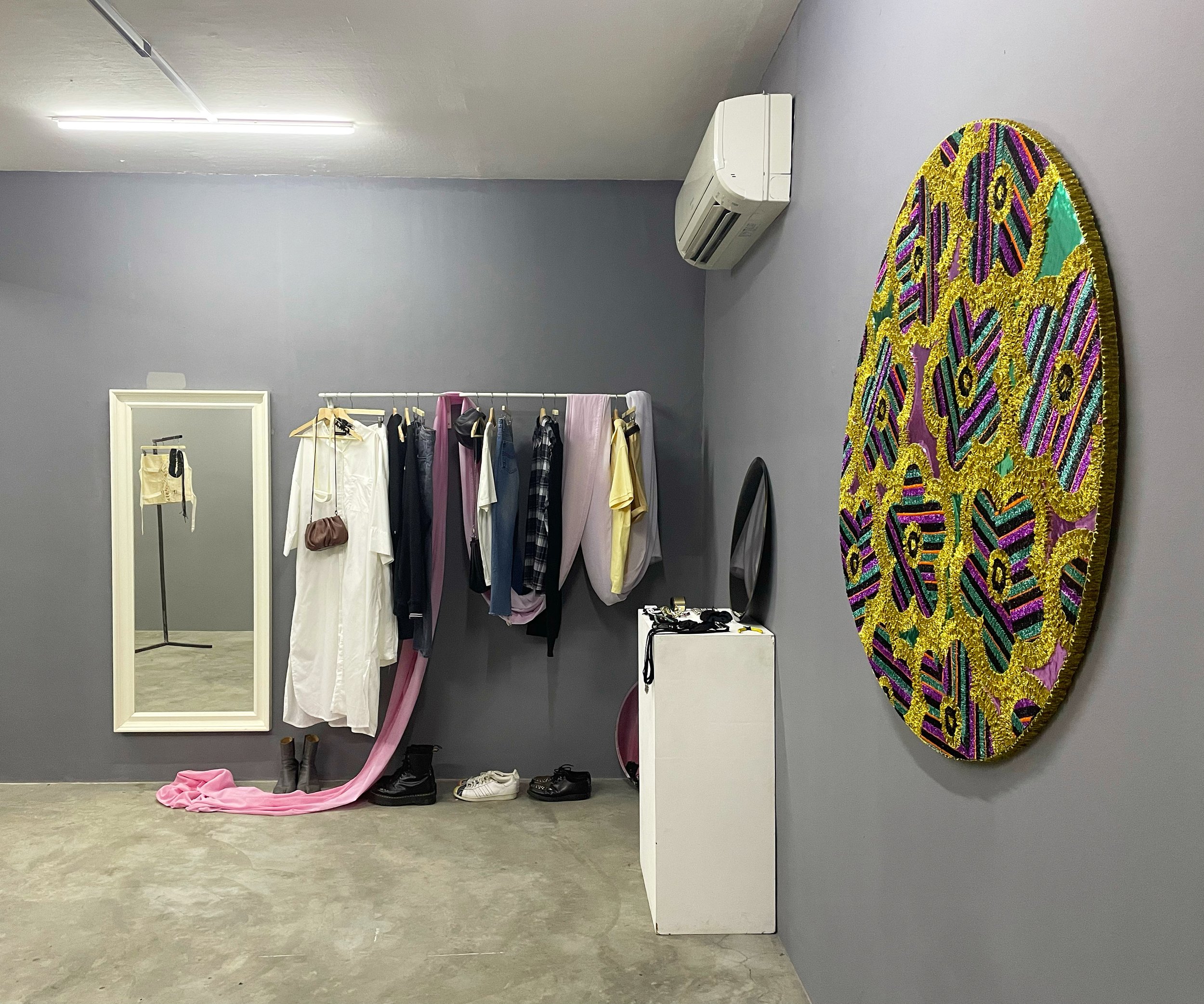  Exhibition view of  Dress/Address , annual Queer Show at Grey Projects. Image courtesy of Grey Projects. 