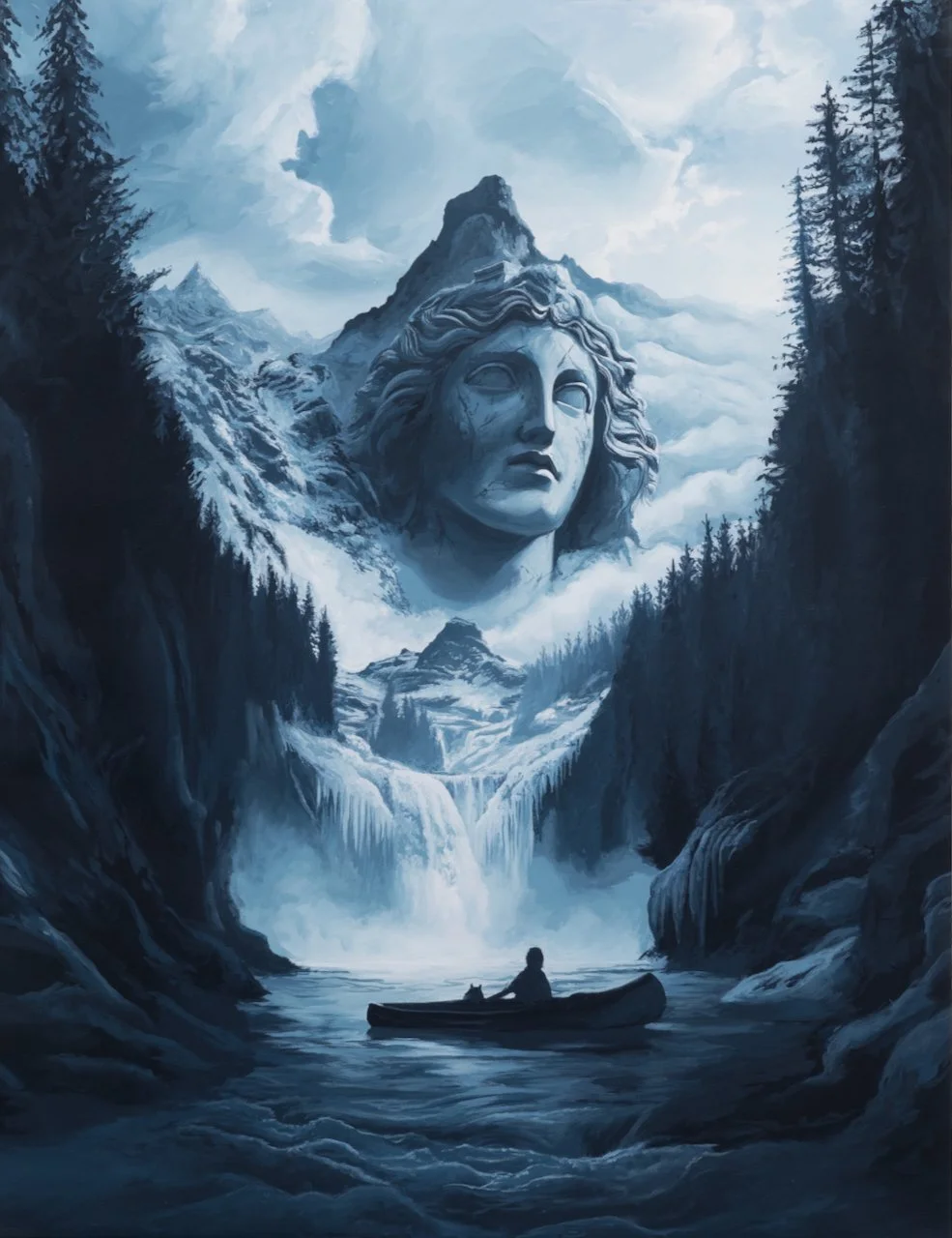 Daniel Arsham, The End of the River, 2025, acrylic on canvas, 76.5 x 58.5 x 3.2cm. Image courtesy of the artist and Makasiini Contemporary.