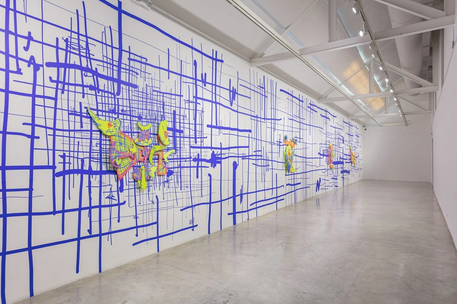Aaron Curry, Grid-Trip 2–5, 2018, screen-print on Dibond wrapped with STPI handmade mixed cotton and abaca paper, dimensions variable. Image courtesy of STPI - Creative Workshop and Gallery.