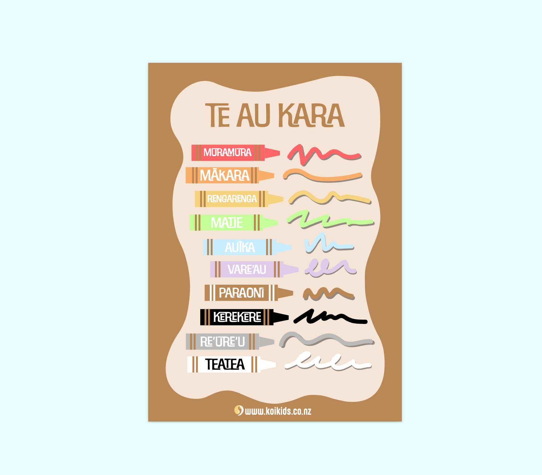 Cook Island Māori Colours – Printable Educational Chart in Brown — KOI Kids