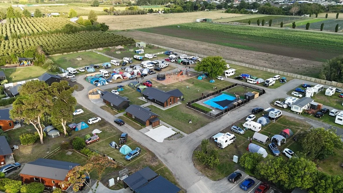 Aerial view of Havelock North Holiday Park.