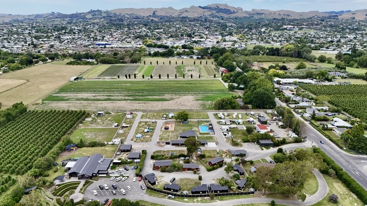 Aerial view of Havelock North Holiday Park.