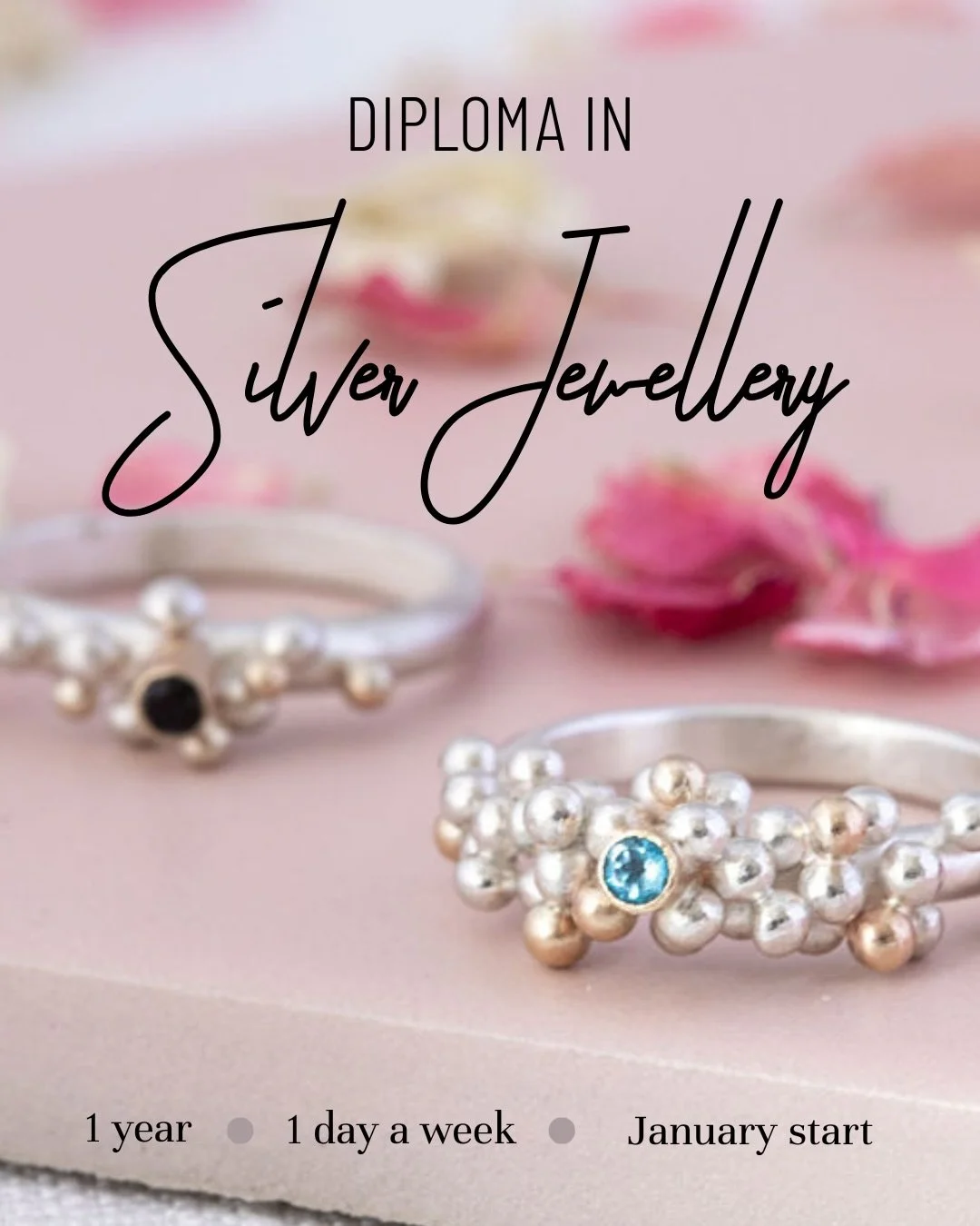 Hey jewellers,

Our Diploma in Silver Jewellery starts Thursday 15th January 2026 and runs one day a week on Thursdays during term time in Brighton.

The course is designed to give you dedicated time and accountability for your making, incremental le