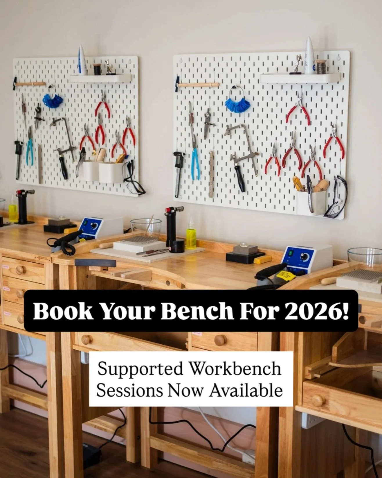 Jewellers, come book your own workbenches for 2026! 🙌⚒️

Due to popular request, we&rsquo;re excited to be introducing Supported Workbench Sessions here at our studio in Brighton ✨

These are six-week blocks of dedicated studio time where you bring 