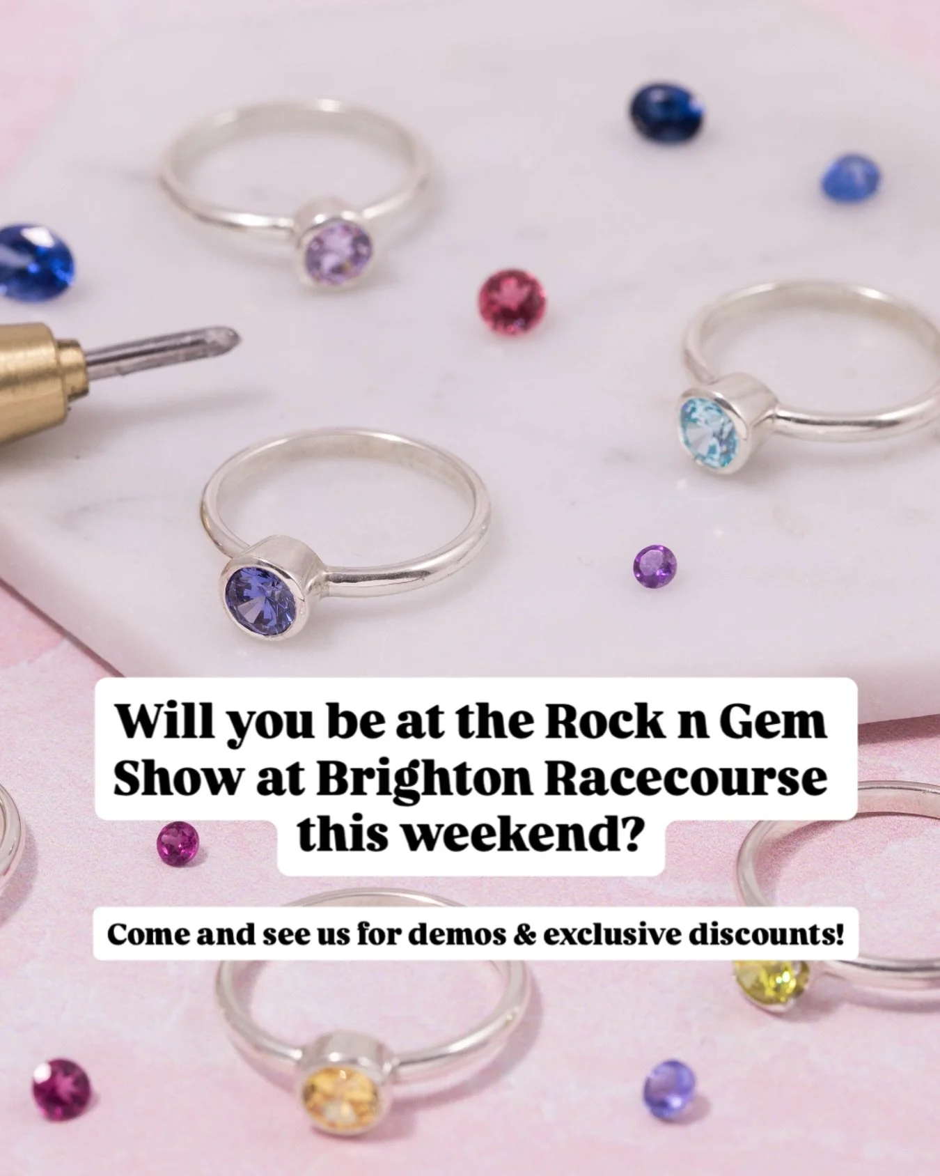 Hey jewellers 👋

What are you up to this weekend?

If you&rsquo;re in Brighton come along to the Rock n Gem Show at Brighton Racecourse and browse all things sparkly&hellip; gems, beads, crystals and minerals 💎

We&rsquo;ll be there on Saturday and