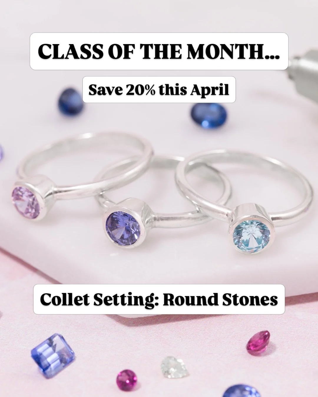 Hey jewellers ✨

Introducing&hellip; Class of the Month 🎉

Each month, we&rsquo;ll be shining a light on one of our favourite classes&hellip; and giving you 20% off to come and try it.

If you&rsquo;ve been wondering what to do next, or waiting for 