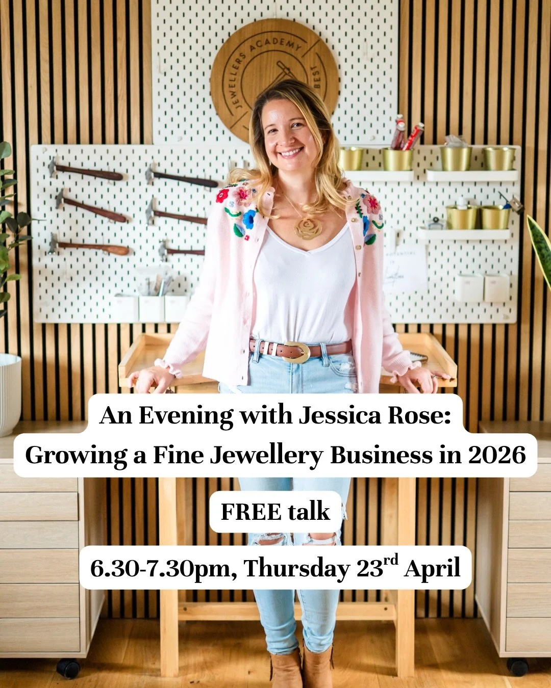 Hey jewellers 💍

I&rsquo;m hosting a free evening at Jewellers Academy Brighton next week, and I&rsquo;d really love you to come along 💕

I&rsquo;ll be sharing some thoughts on building a fine jewellery business in the current climate &mdash; espec