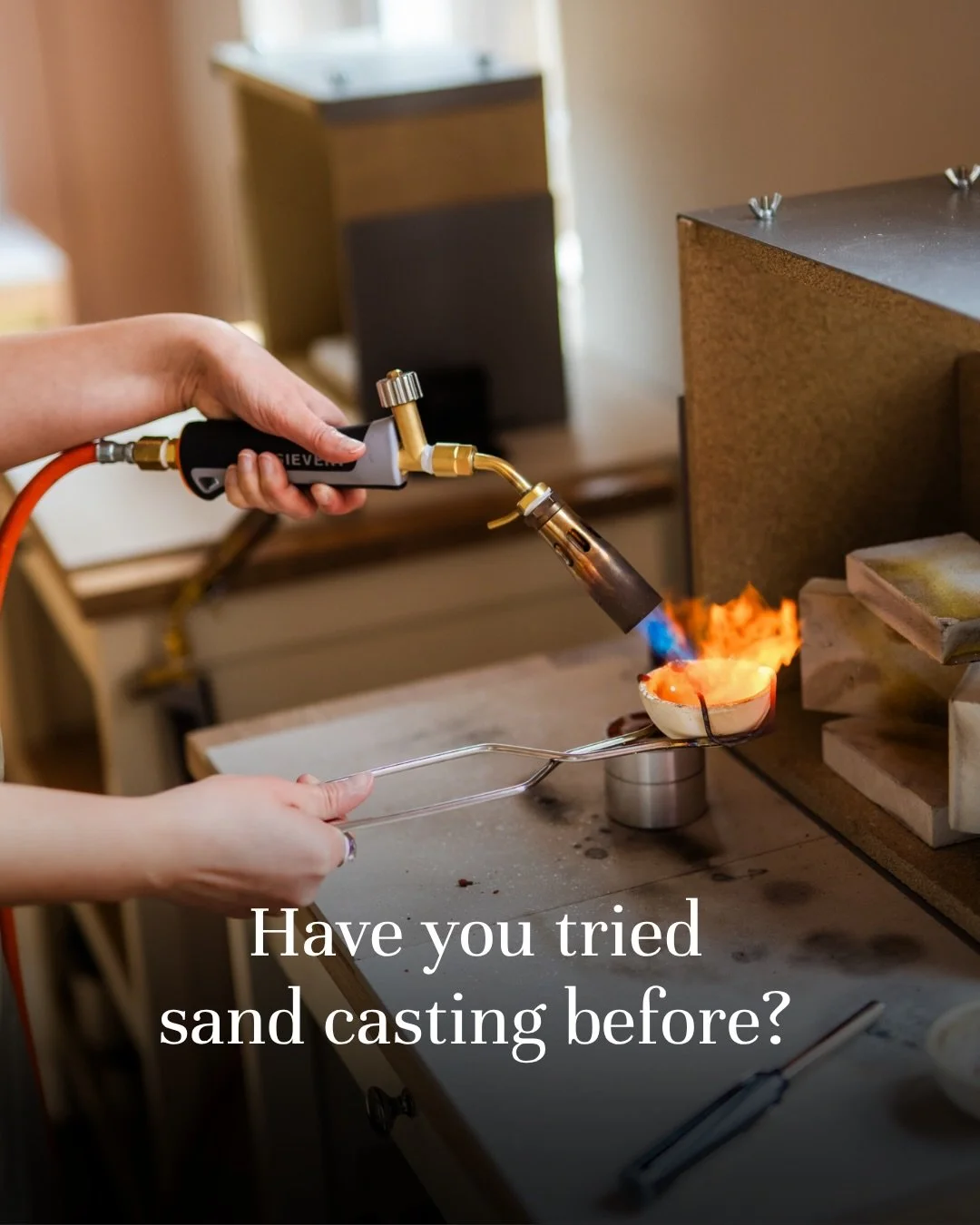 Hey jewellers ✨

Have you tried sand casting before? 🔥

It&rsquo;s such a fun technique for creating really organic, textured jewellery, and a brilliant way to experiment with shapes and forms. It also means that you can cast your own wax jewellery 