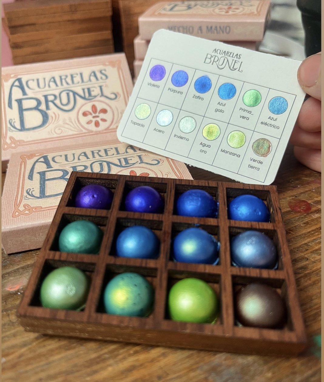 Paleta fosforera 12 colores metalizados frios