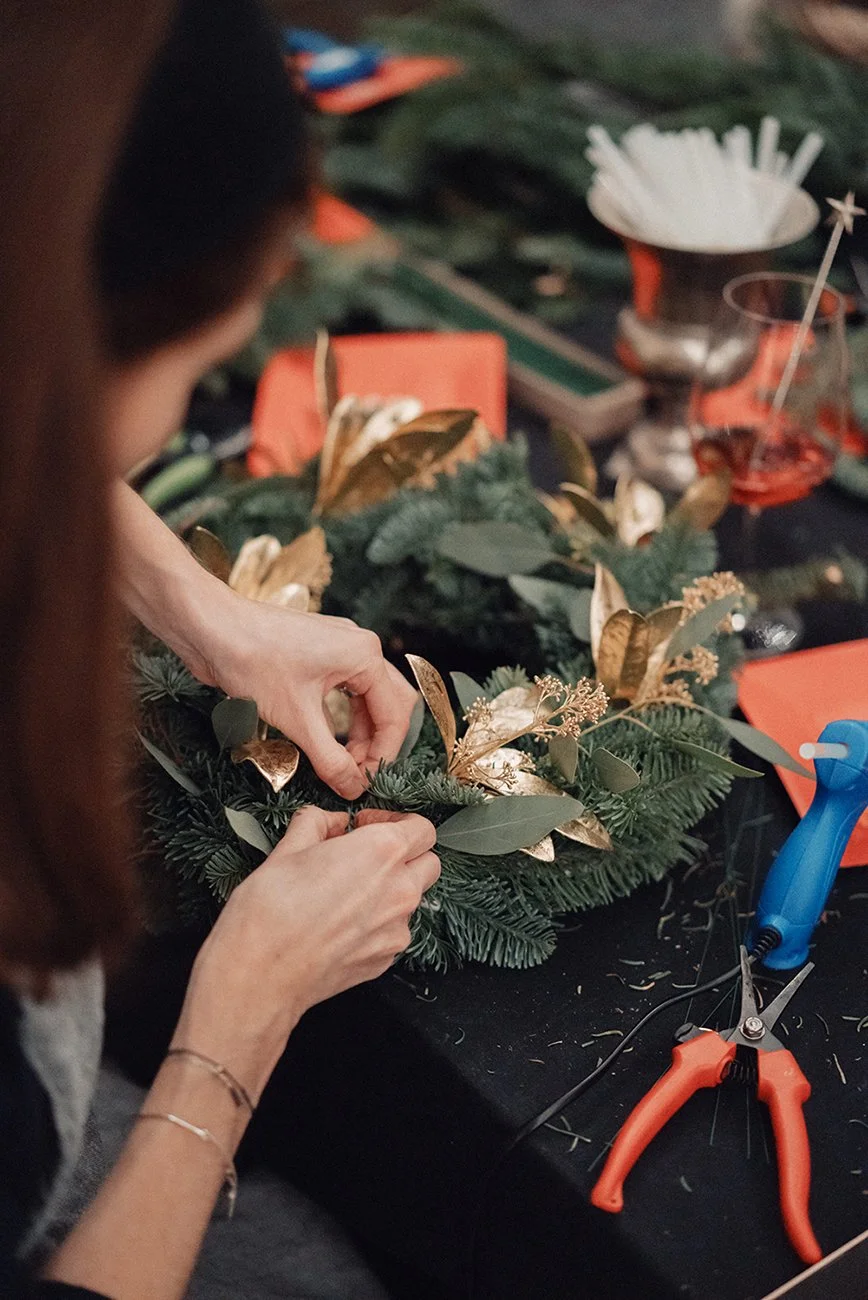Christmas decoration for Wreath workshop in Geneva