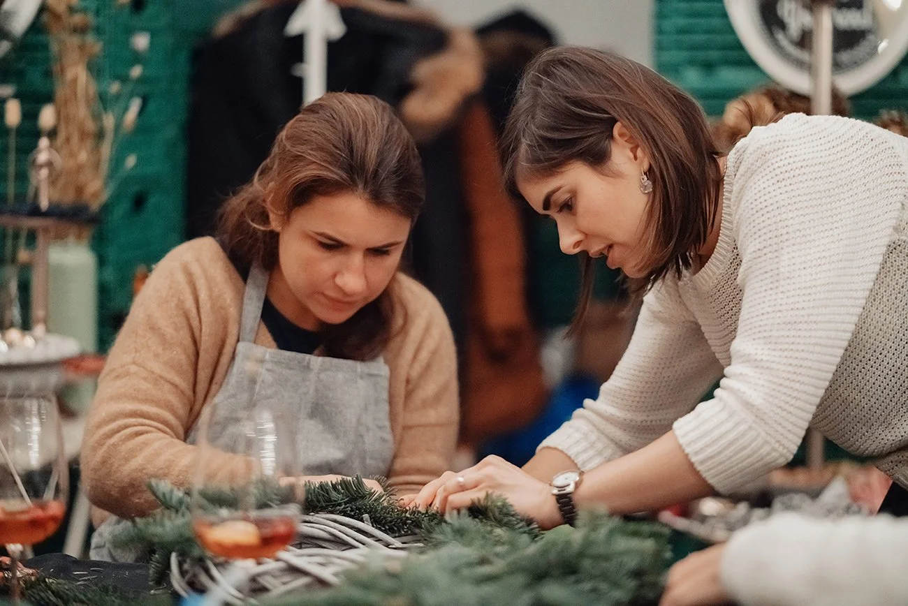 Christmas decoration for Wreath workshop in Geneva