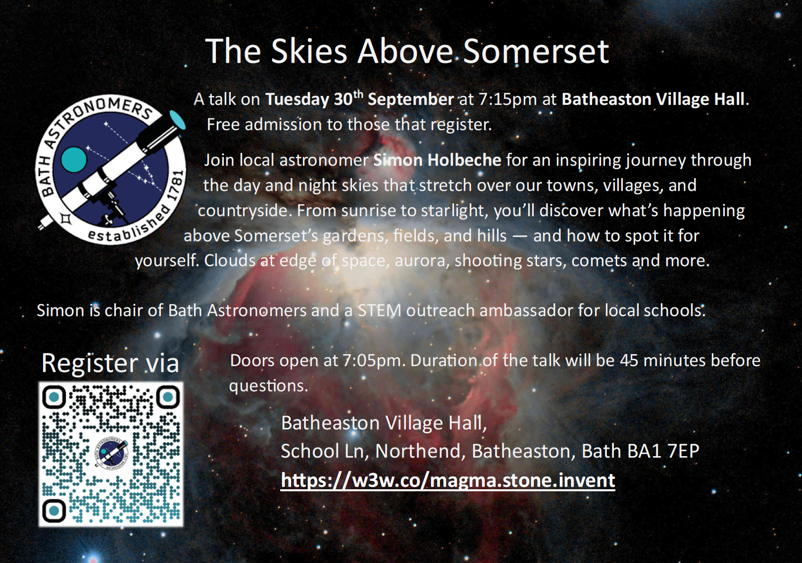 Bath Astronomers talk - The Skies Above Somerset