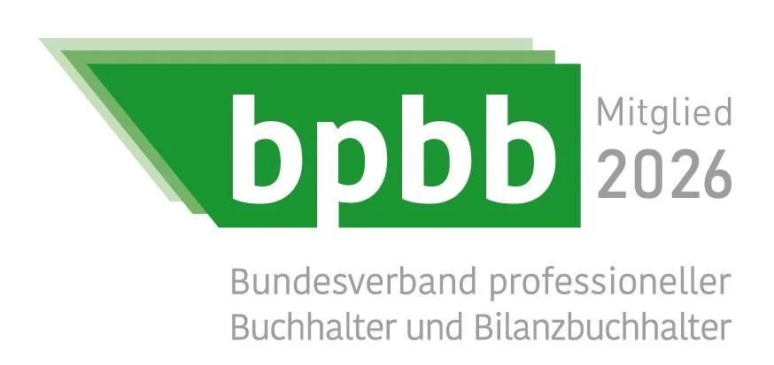Logo des Bundesverbands professioneller Buchhalter und Bilanzbuchhalter, B.p.b.b., 2026, mit grünen und grauen Elementen