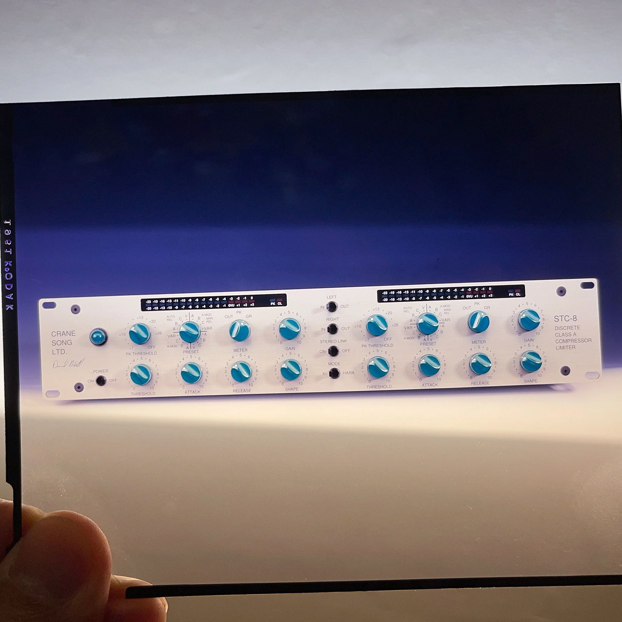 Just found this old medium format pic in a drawer in our warehouse. This picture (made by Henrik Morlock in 1996 or 1997) shows the first Crane Song unit, the STC-8 Compressor/ Limiter. We just started distributing Crane Song 1996 in Germany and Aust