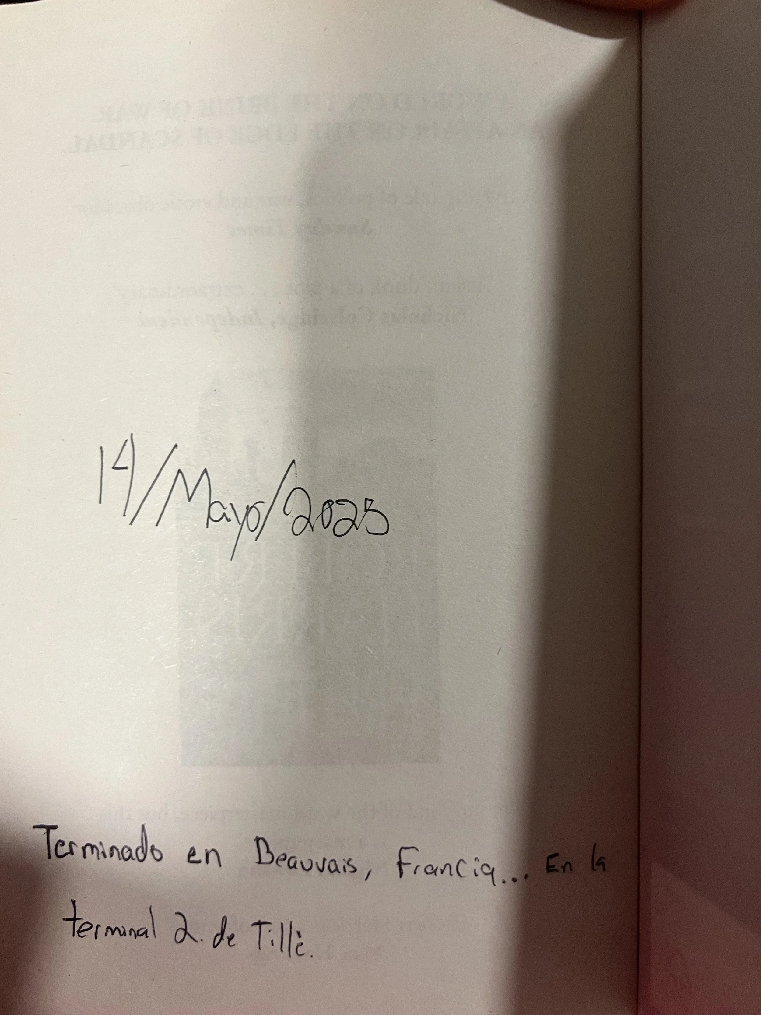 Fecha y lugar donde termino cada libro.