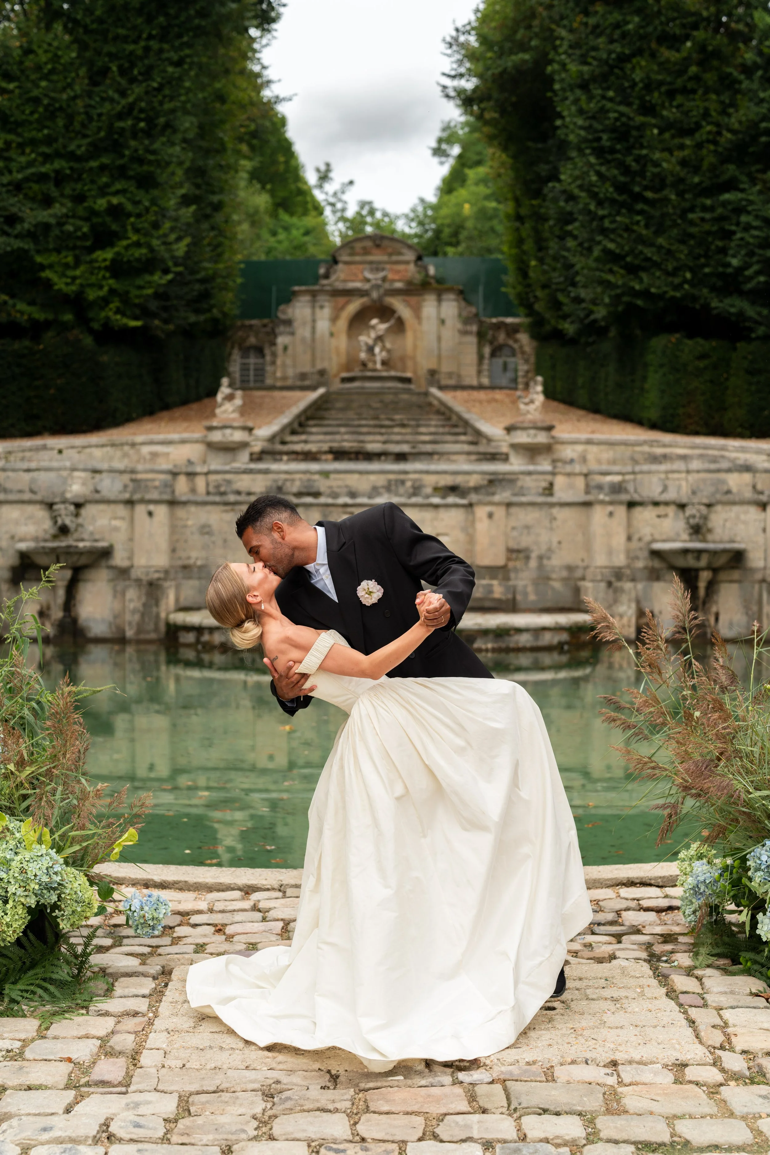 Chateau de Villette ceremony in Paris France, luxury wedding Photographers