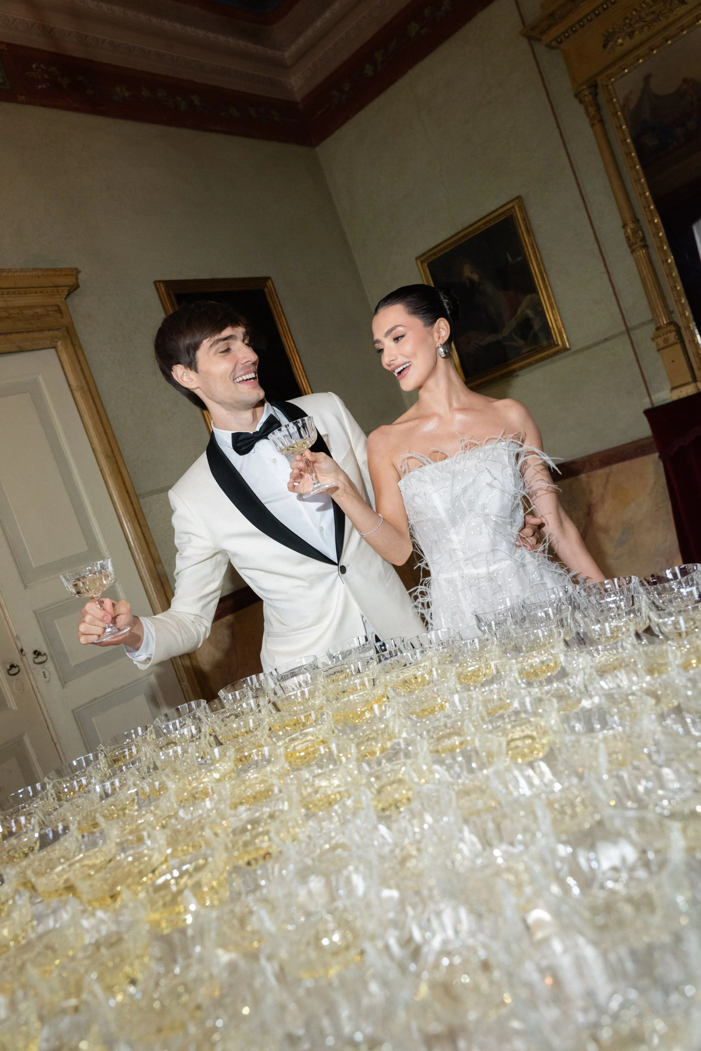 Champagne at Villa Pizzo, Lake Como Wedding Photographer