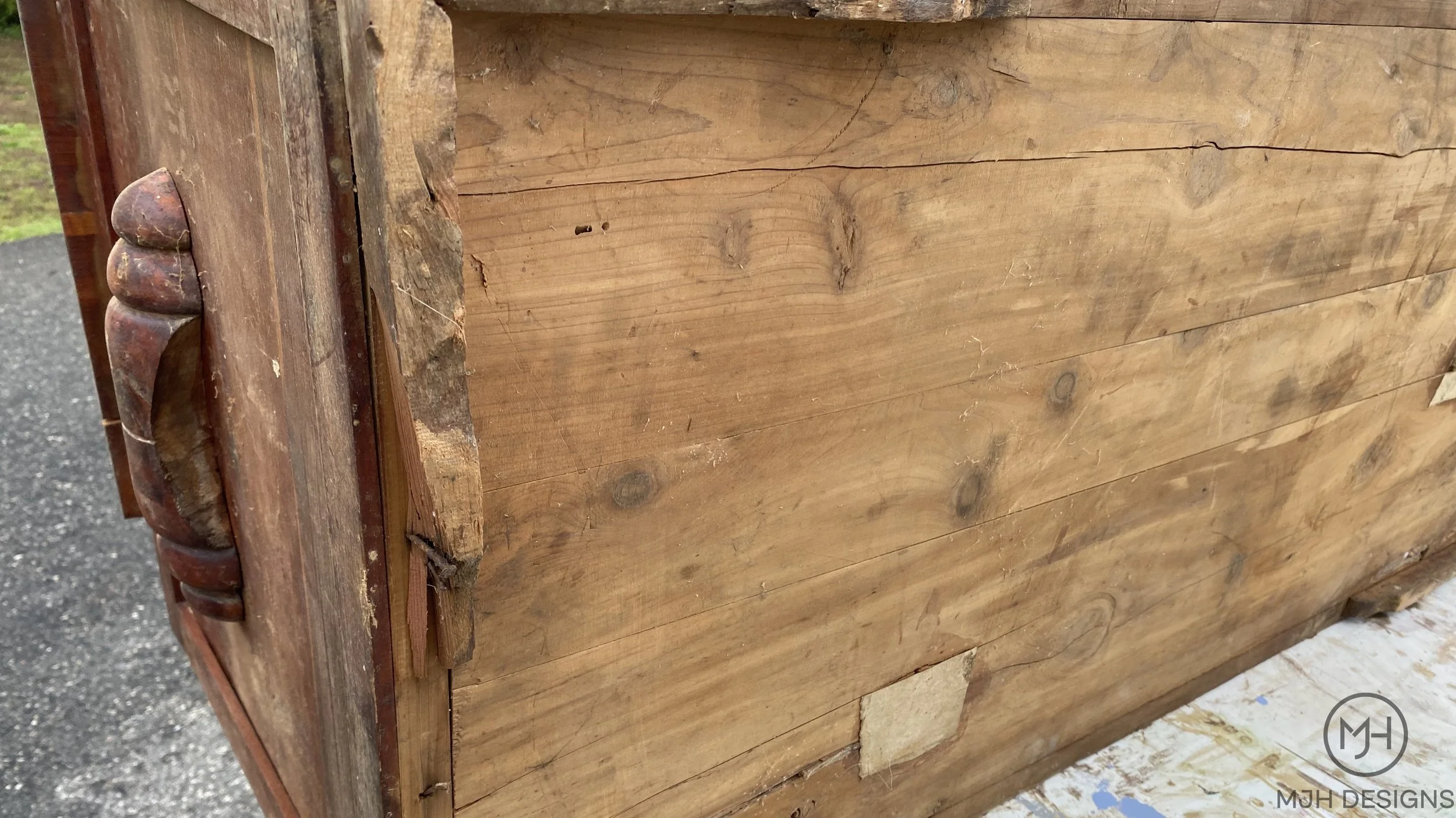 Cedar Chest - as found - damaged feet 4 - by MJH Designs, LLC-wm.jpeg