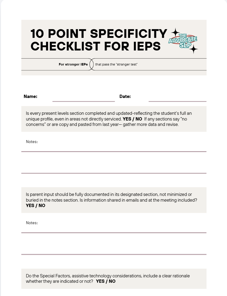 10 Point Specificity Checklist FREEBIE