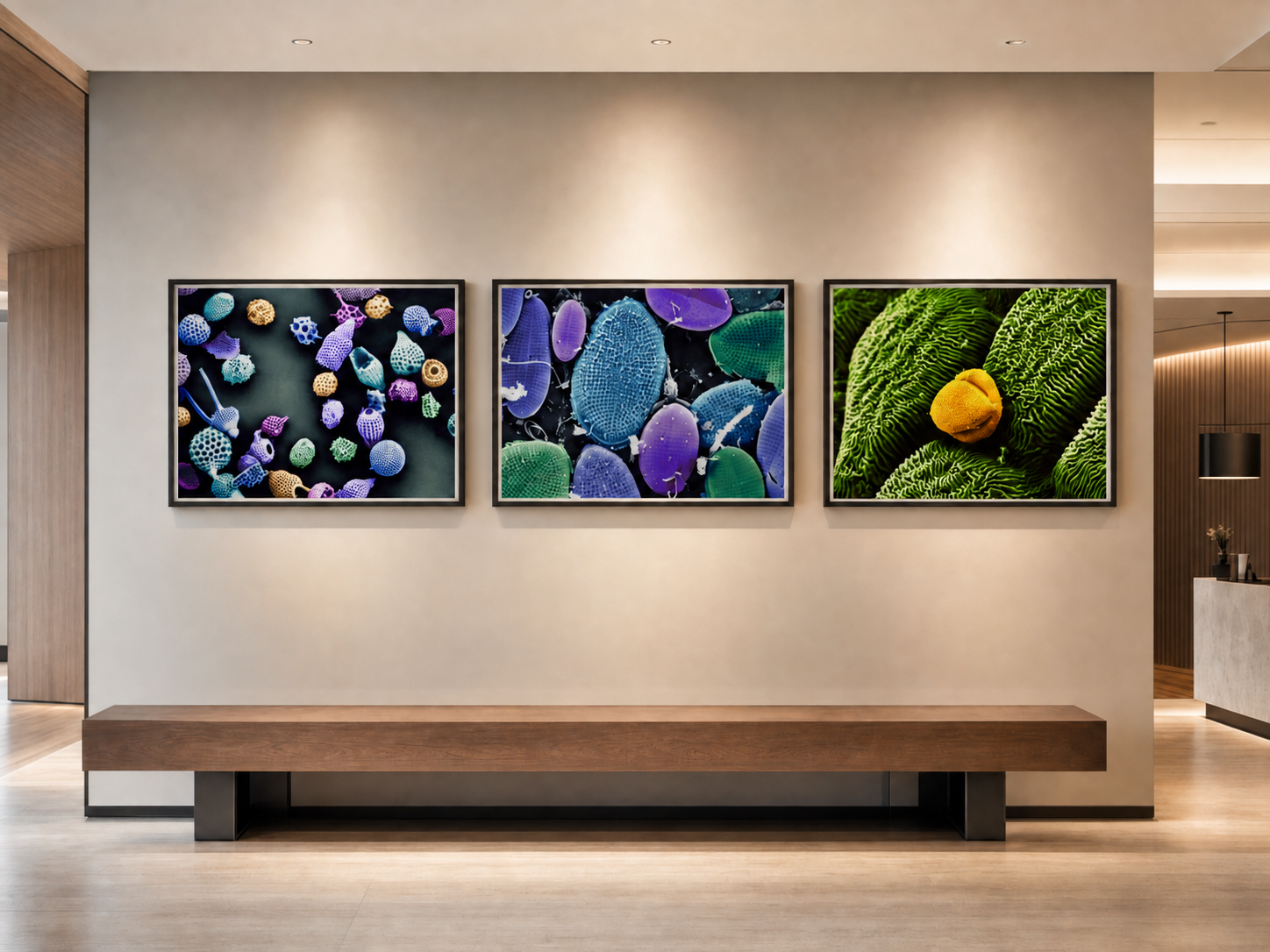 Modern Lobby Gallery with Microscopy Art