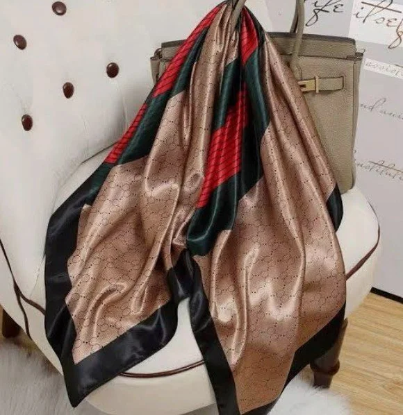 Red & Green Scarf w/ Gold Print