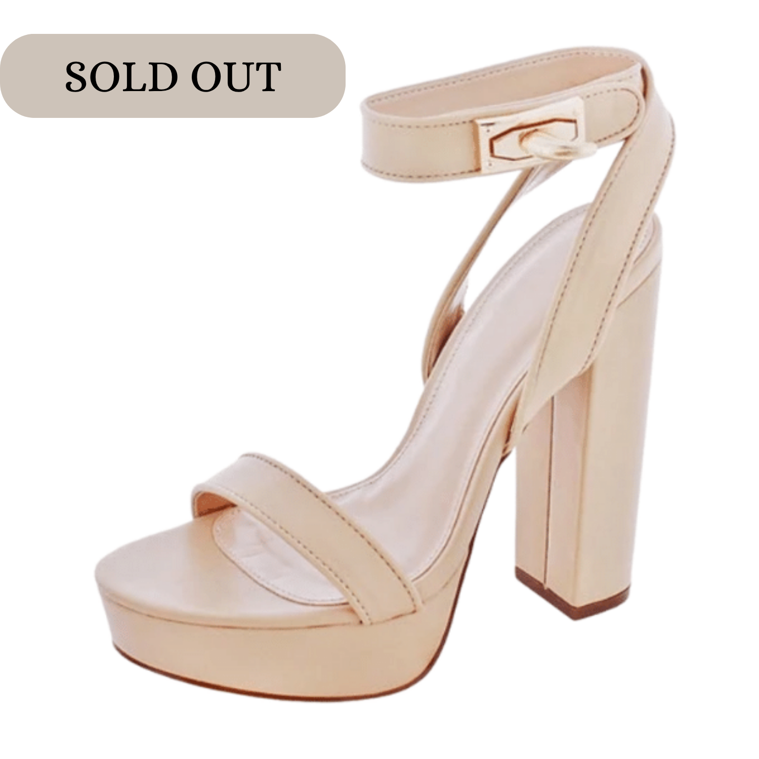 Nude Faux Leather Platform Sandal - Lisa