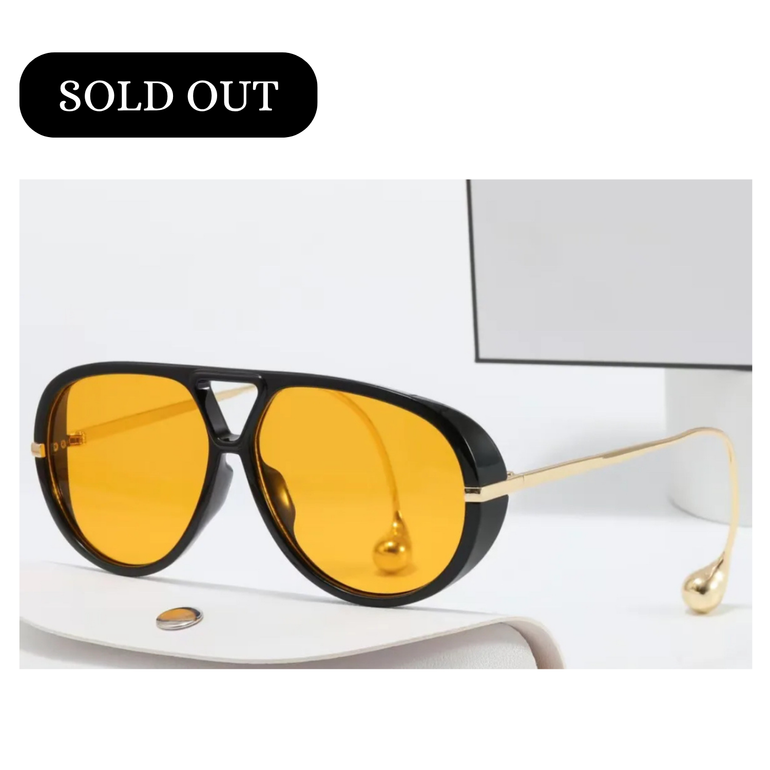 Vintage Oversized Pilot Shield Sunglasses - Orange Film