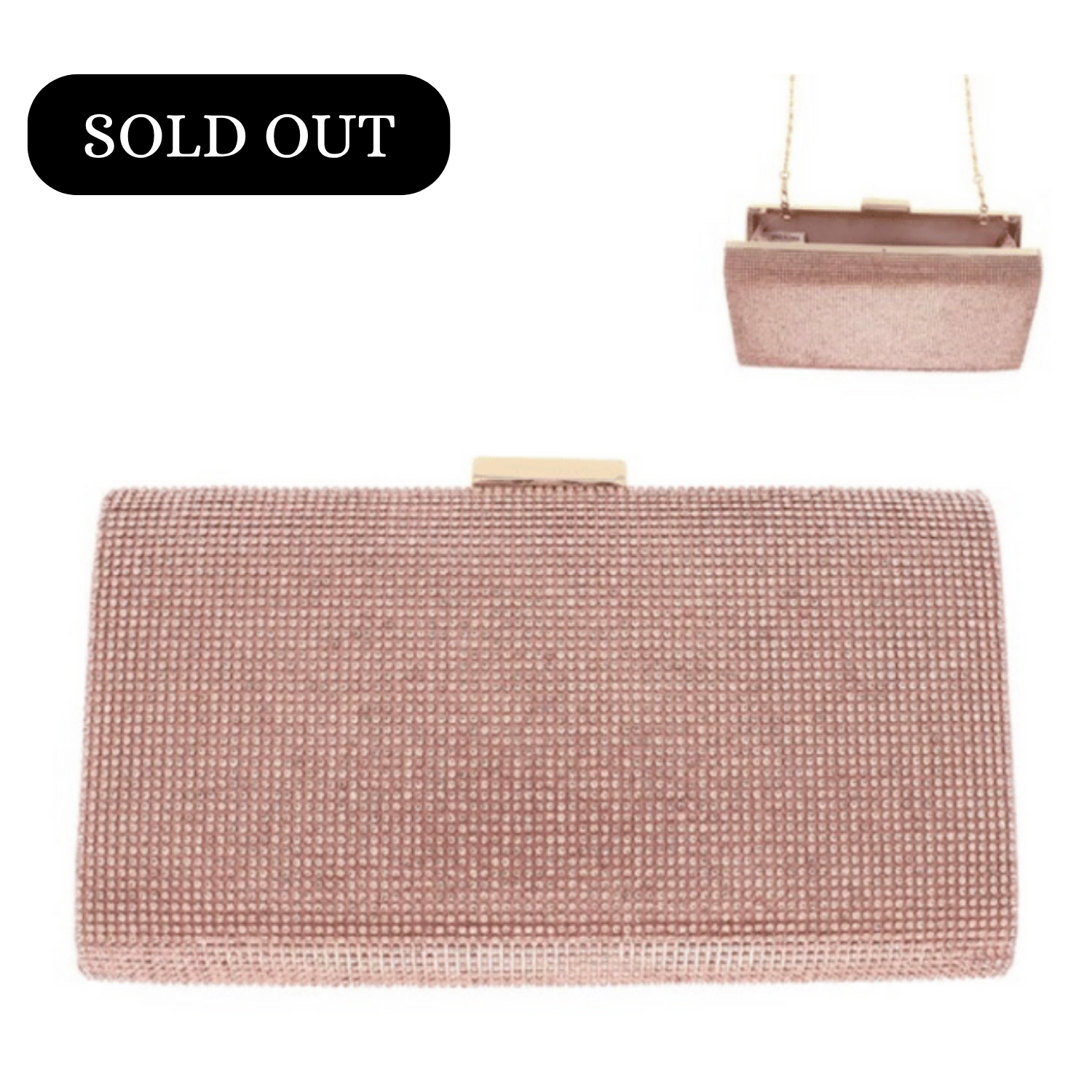 Rose Gold Rhinestone Box Clutch - Rosalina