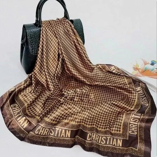 Brown CD Scarf w/ Gold Print