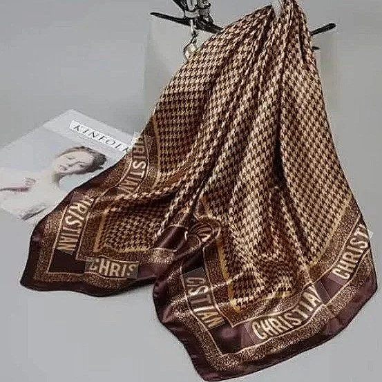 Brown CD Scarf w/ Gold Print