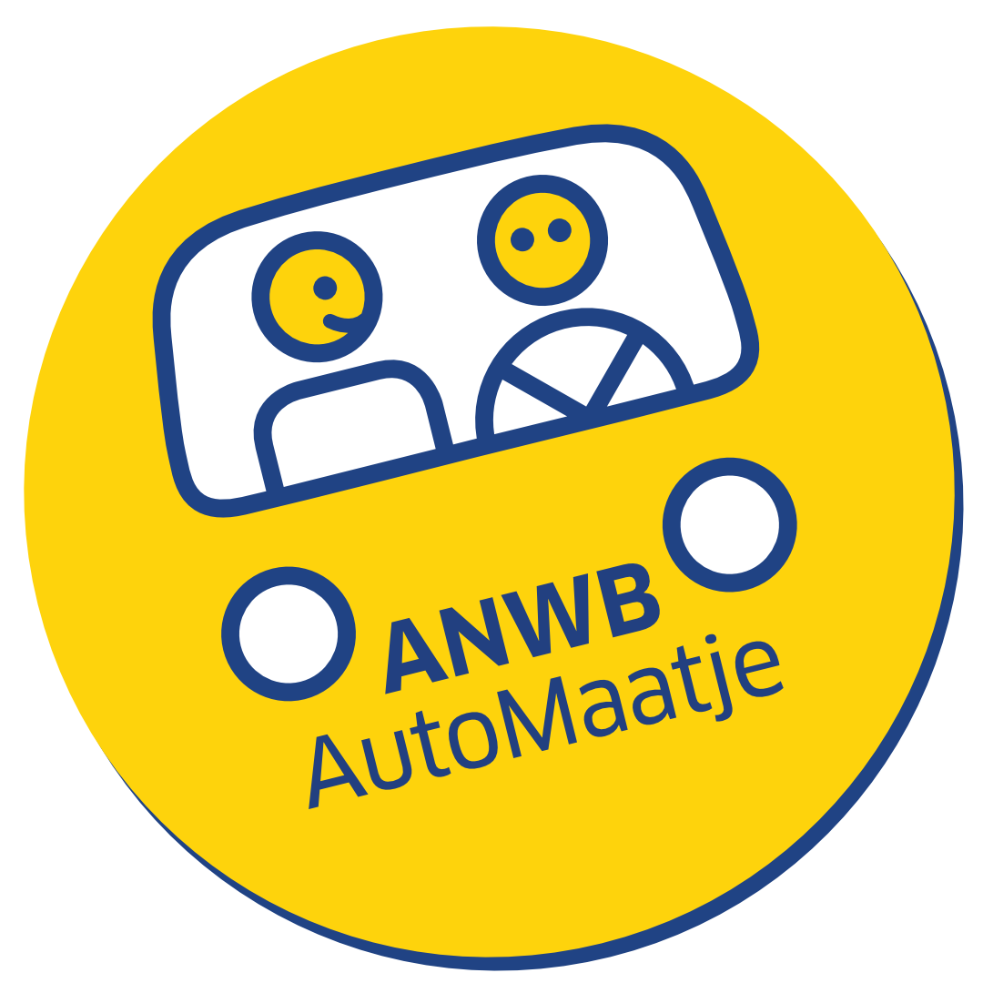 Logo met twee lachende gezichten in een auto en de tekst 'ANWB AutoMaatje'
