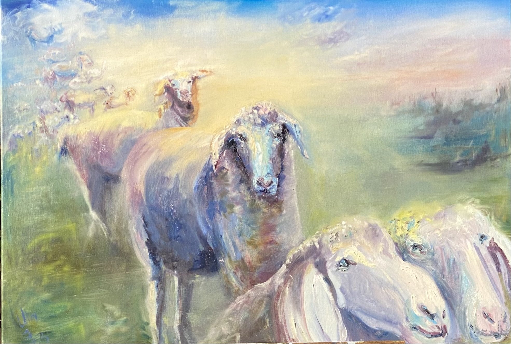 Wer hat die schönsten Schäfchen? Öl auf Leinwand (100x70cm) verkauft.