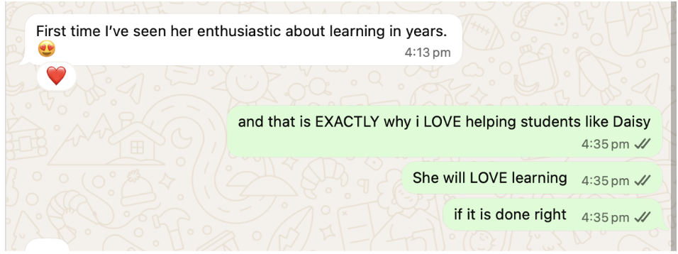 Screenshot of a messaging app conversation with text messages and emojis