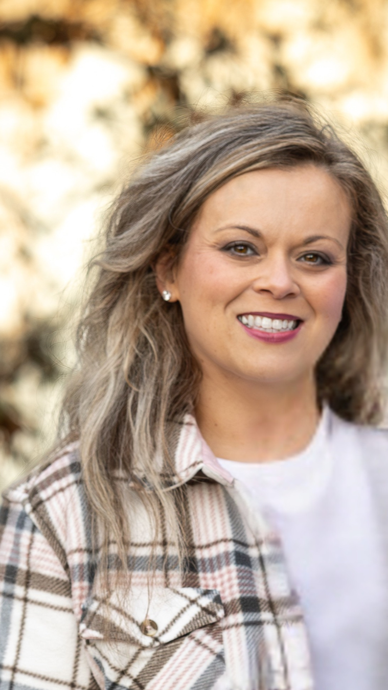Smiling woman with long hair