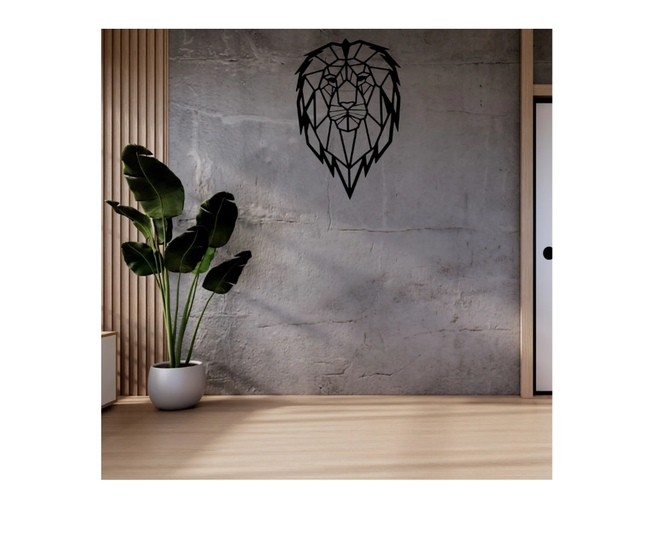 Arte de Pared del Rey de la Selva - León Estilo Geométrico Moderno