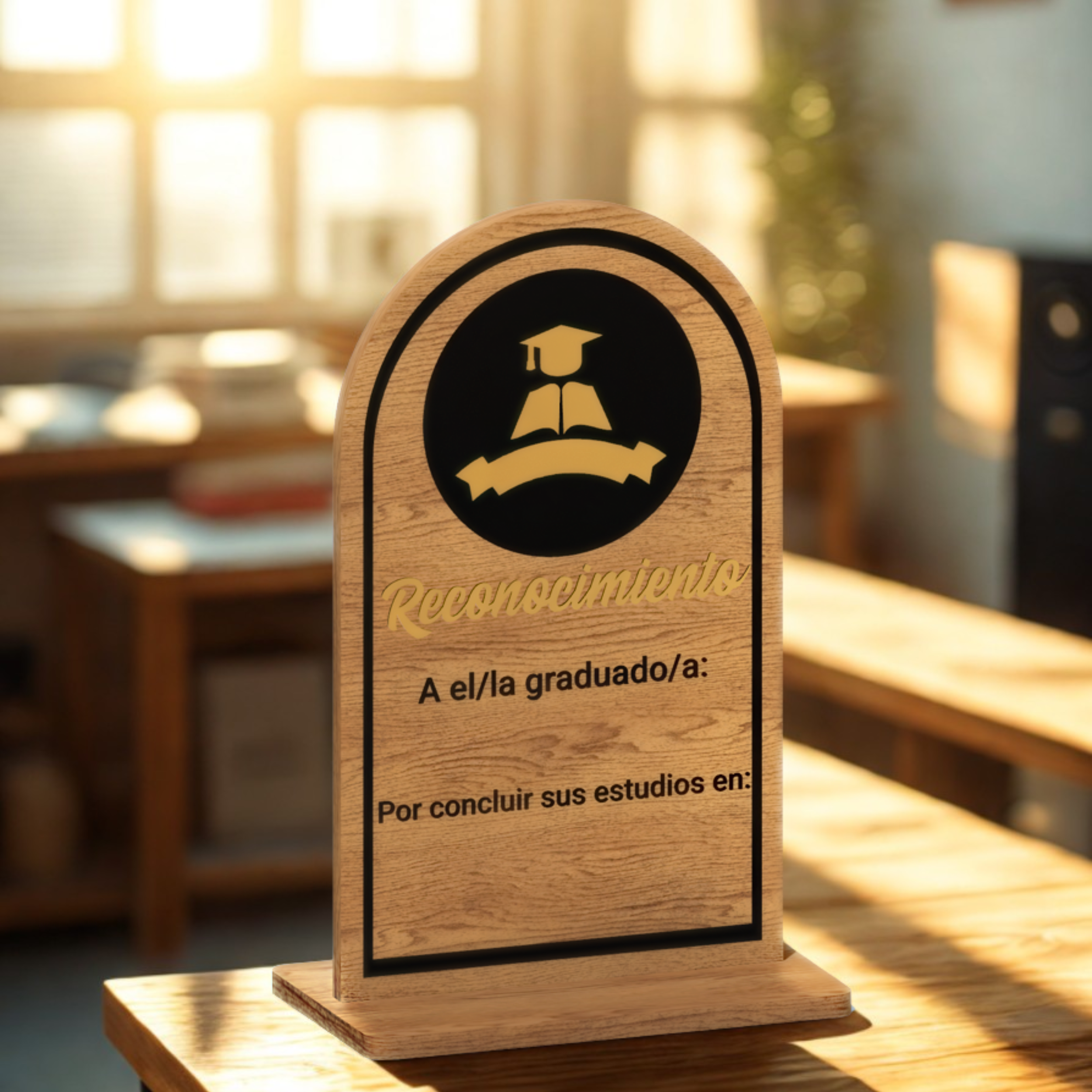 Reconocimiento Graduación Personalizado Madera Parota | Placa Conmemorativa con Foto y Acrílico