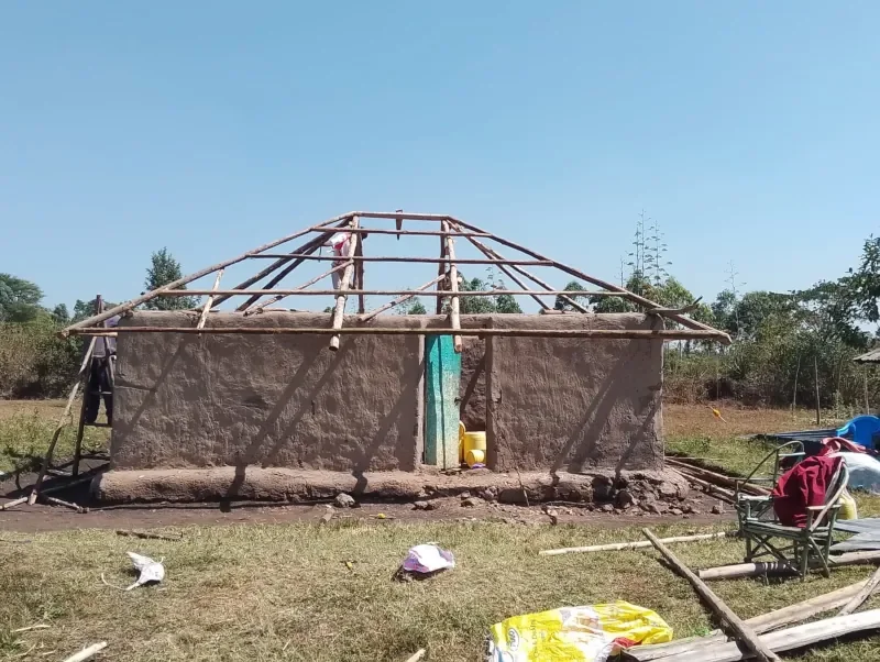Building a home for a widow by Life For Children Ministry volunteers