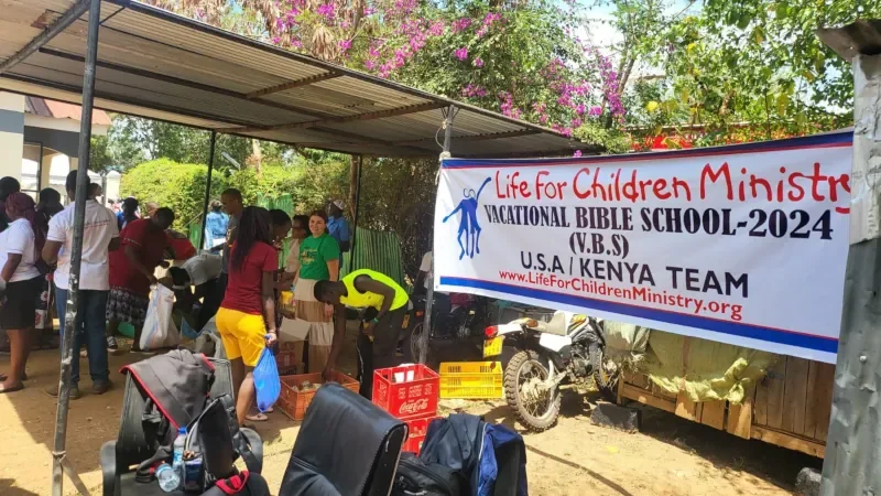 Vacation Bible School (VBS) event hosted by Life For Children Ministry for Kenyan children