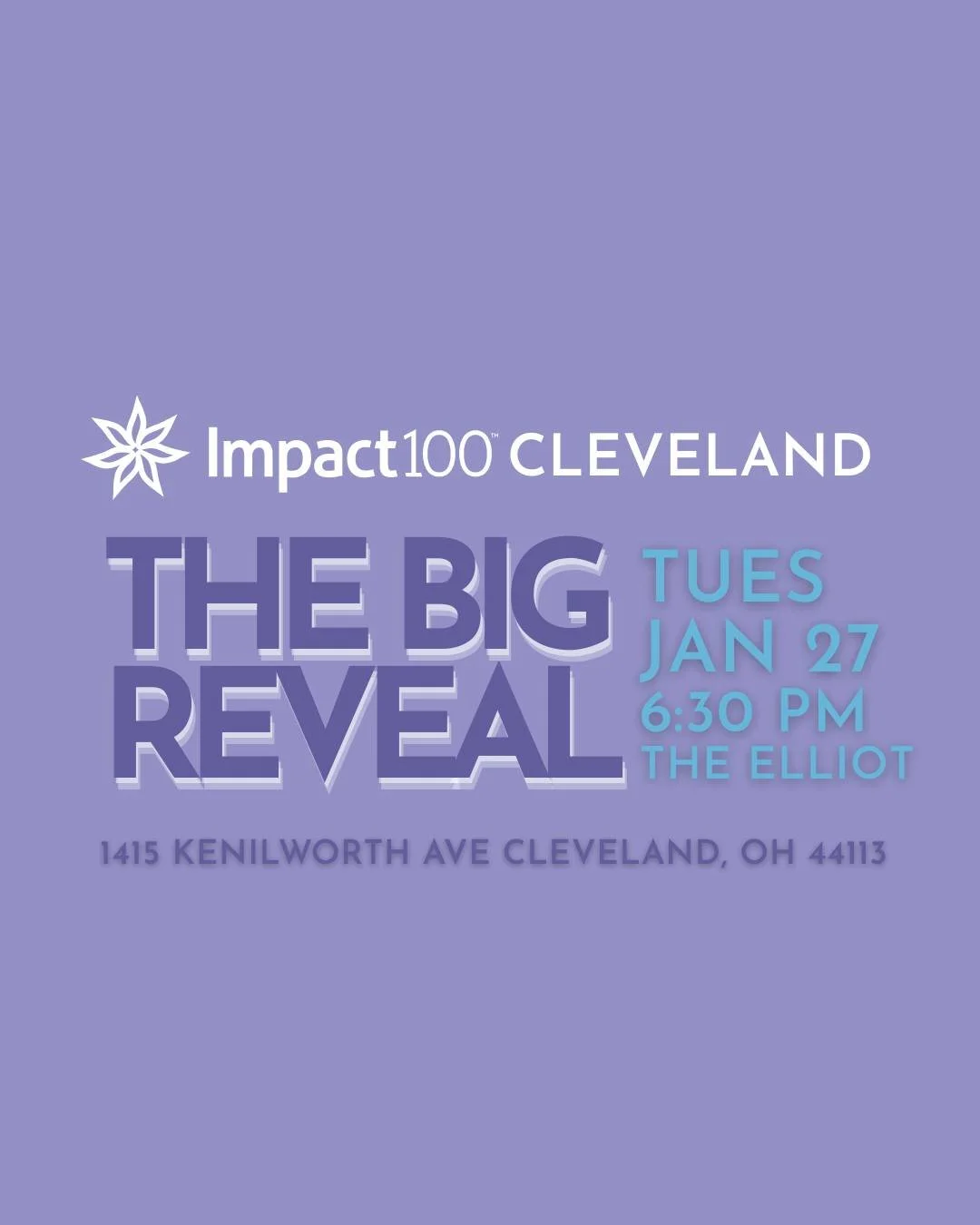 Are you ready for The Big Reveal!?

Believe it or not, this event is open to everyone who believes in the power of community.

Join us Tuesday, January 27 at 6PM at The Elliot as we celebrate the close of Impact100 Cleveland&rsquo;s very first member