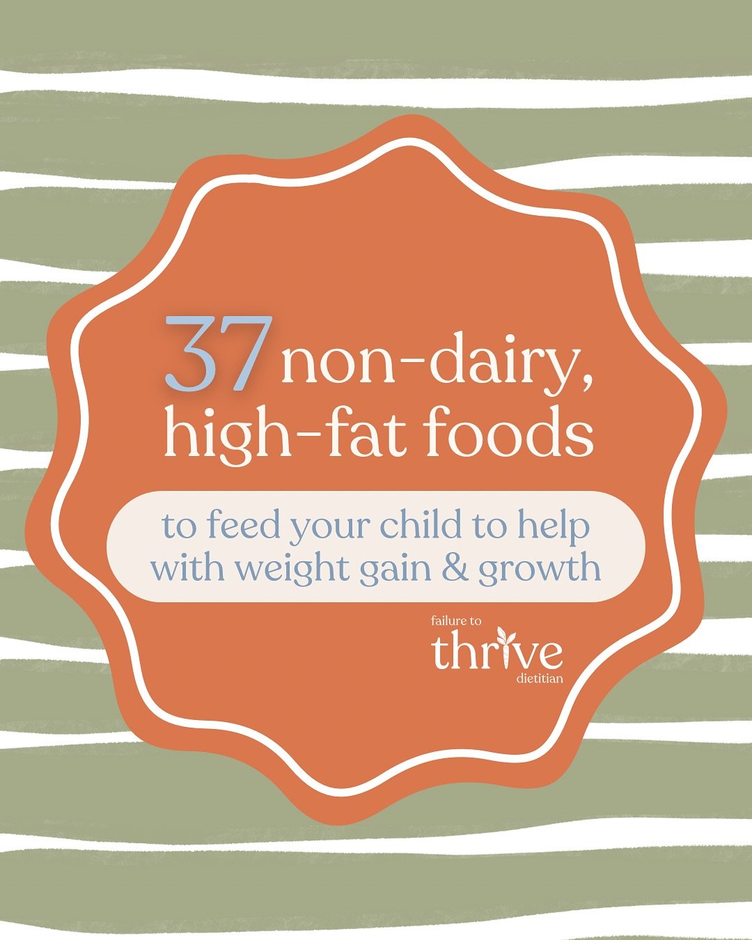 ❌can&rsquo;t do dairy??🐮

🐄 Kiddo struggling with growth and allergic to cow's milk?
🌱 Is your family vegan?
 💨Do you limit dairy in your kiddo due to Gl upset?
💰 Is dairy just too dang expensive?

Here are 37 - yes - 37! non-dairy, high fat foo