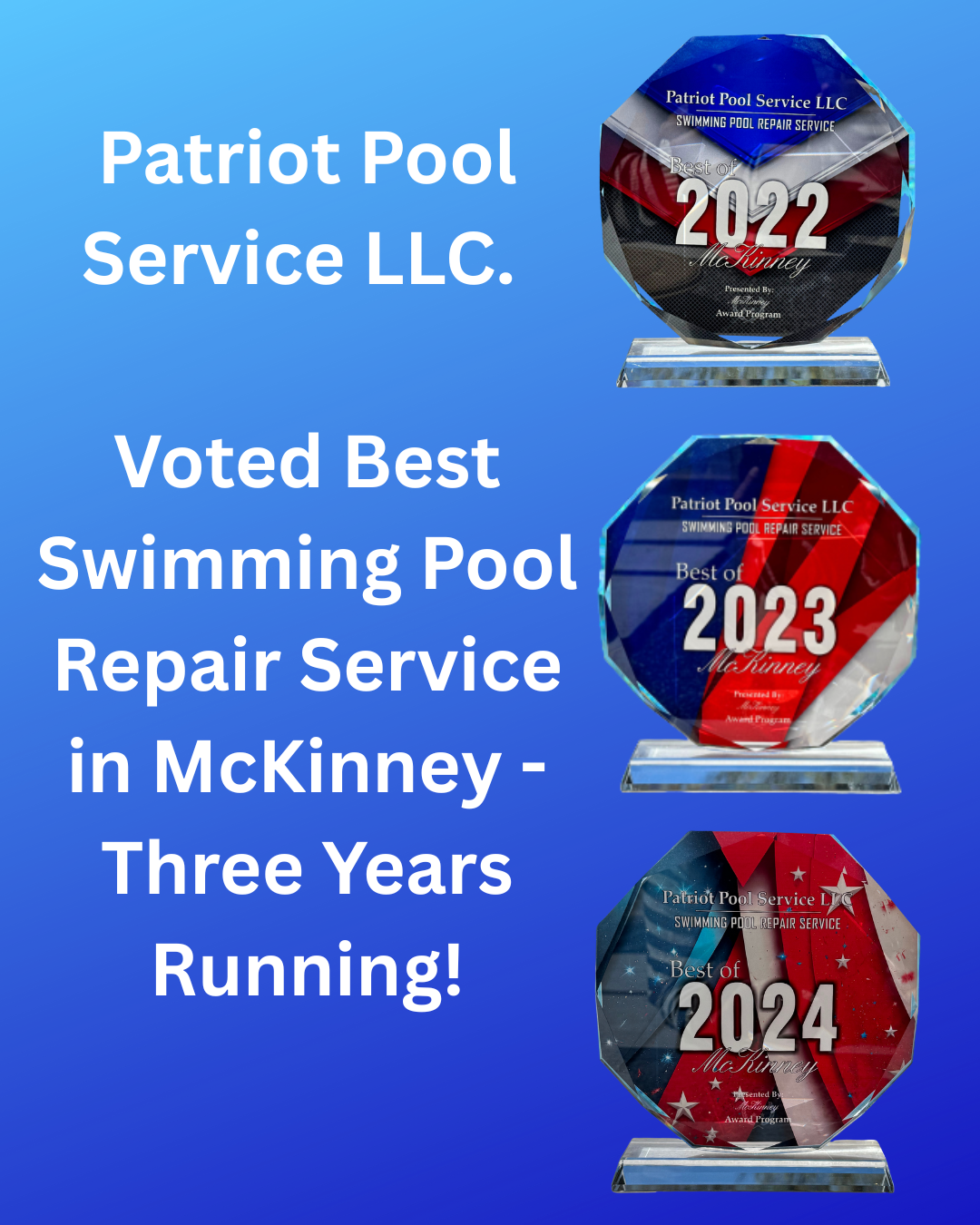 🏆 Patriot Pool Service: Voted Best Swimming Pool Repair Service in McKinney - Three Years Running!