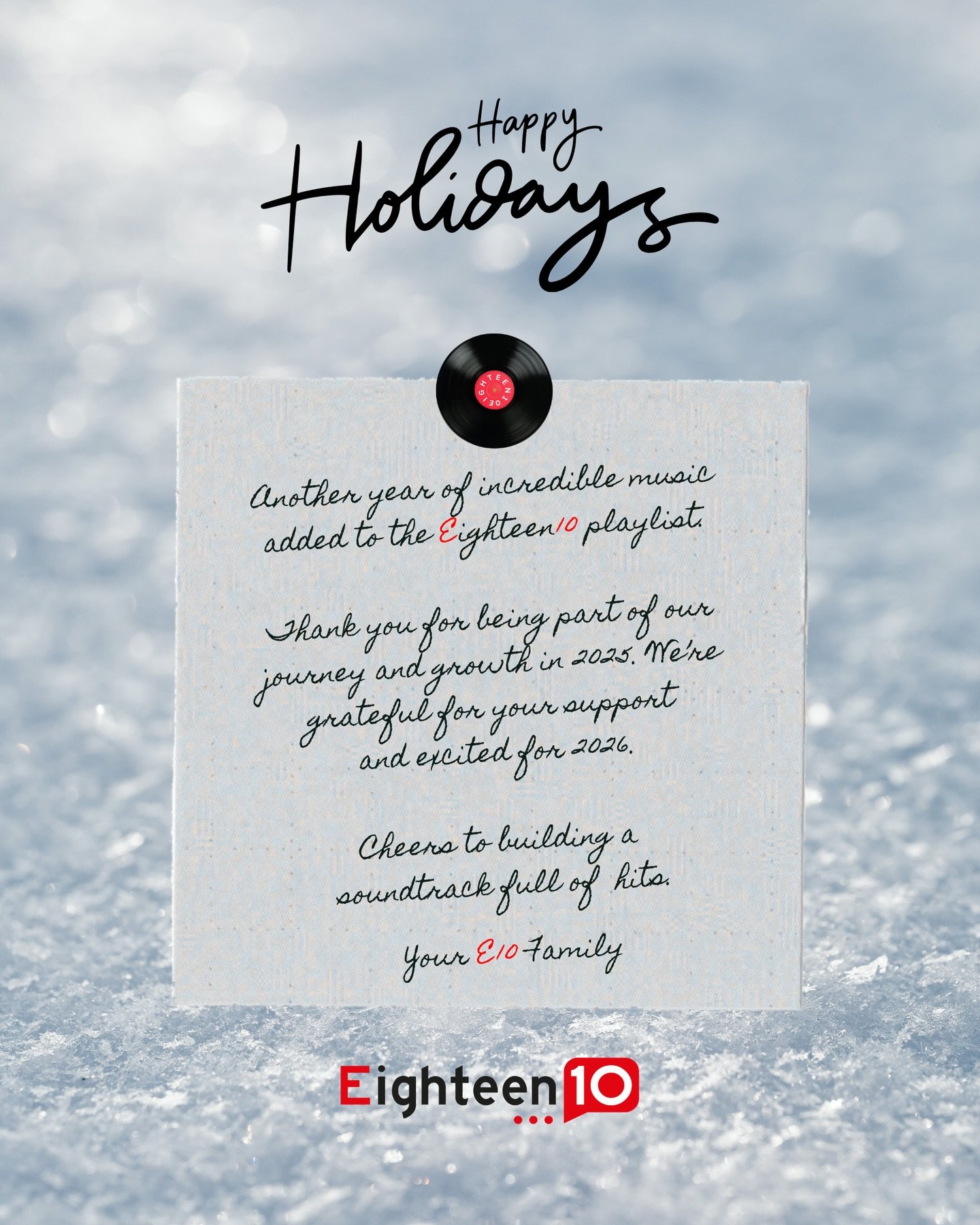 Another year, another track added to the Eighteen10 playlist.

Feliz Navidad y gracias por ser parte de nuestro soundtrack. 🎶🎄