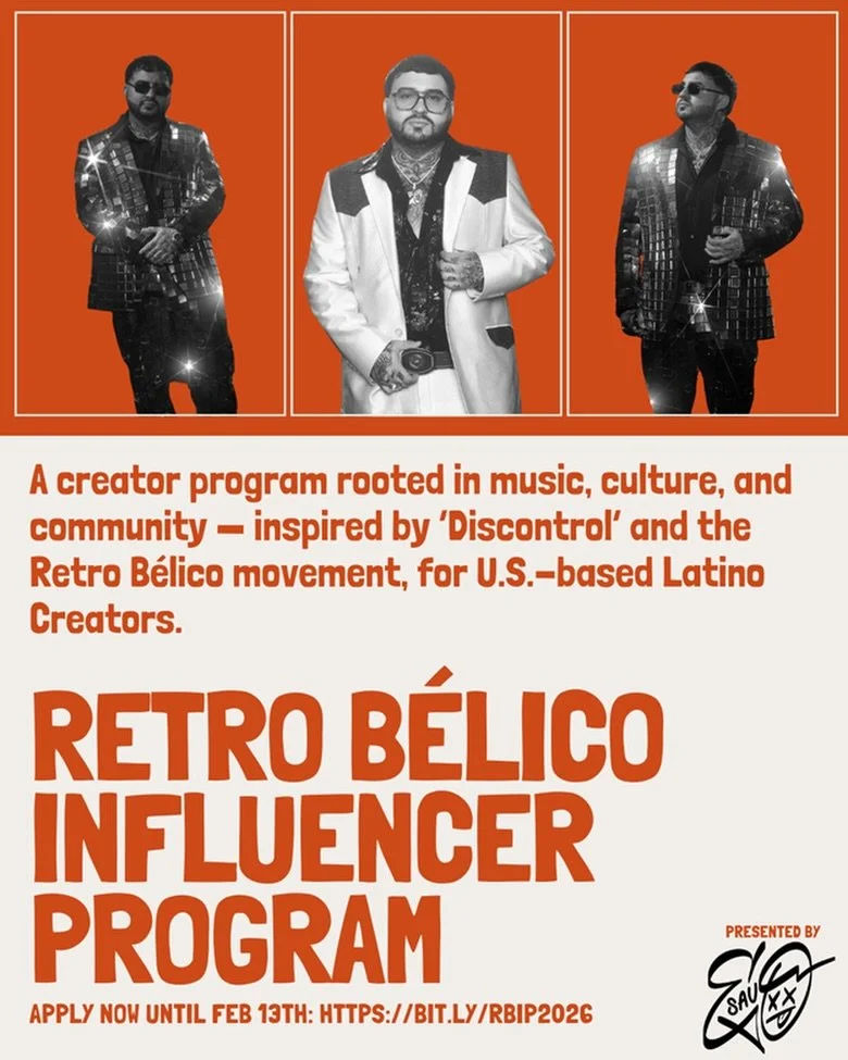 Esa&uacute; Ortiz lanza el Retro B&eacute;lico Influencer Program 2026.

Una iniciativa creada para impulsar y empoderar a creadores de contenido mexicanos y mexicano-americanos a trav&eacute;s de la m&uacute;sica, la cultura y el storytelling, inspi