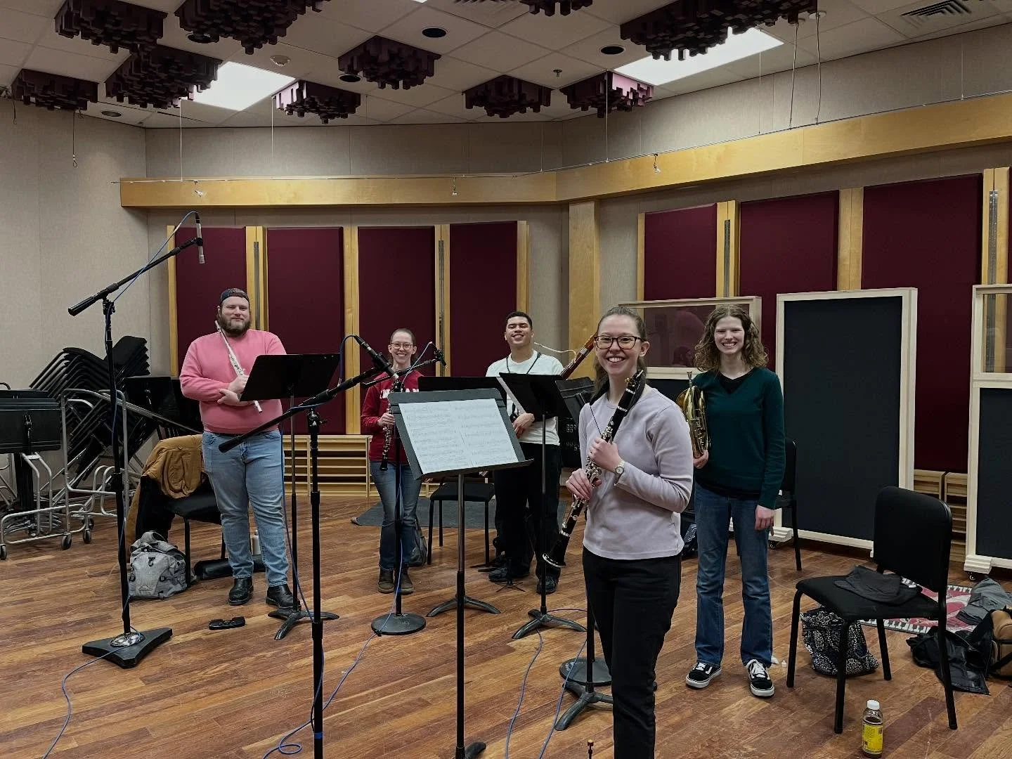 @outensemble is back in the recording studio for our debut album! &ldquo;I cannot meet the Spring unmoved&rdquo; by @nora_in_puddleboots is complete. We are now halfway done with the recording process! Keep an eye out for an album premiere date soon,